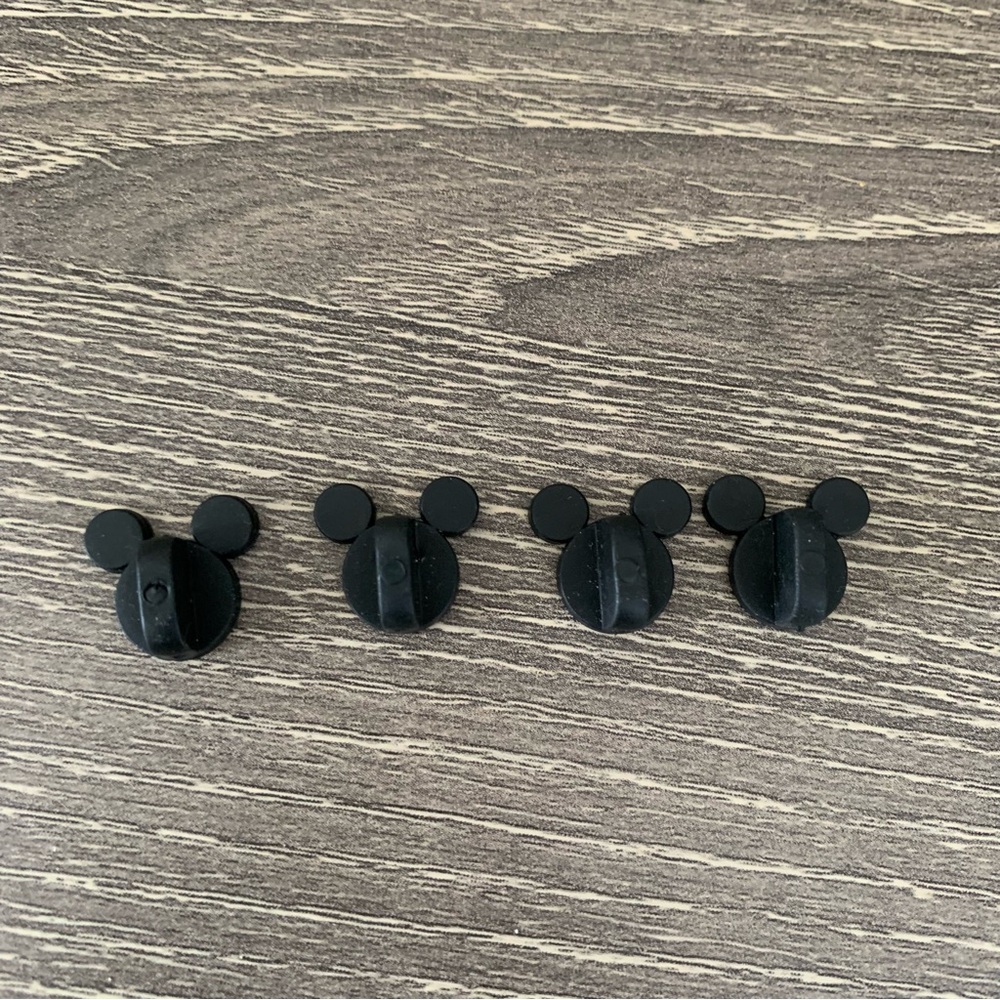 Disney Small Pin Backs Black Mickey Mouse Heads Set 4 Rubber
